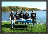 theBASSguys team taking a lunch break. We had planned on a cold week and lots of Smallmouth Bass for this time of the year.. Unfortunately, the weather was hot all week and the "Smally's" went deep