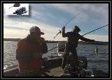 Dan picks up another Largemouth on the Booyah black skirt 1/2 oz spinner. The black works best early morning and evening.