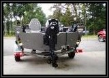 The 50HP Evinrude runs smooth and quiet and the 82 inch beam makes this boat extremely stable. It hardly rocks when walking from side to side